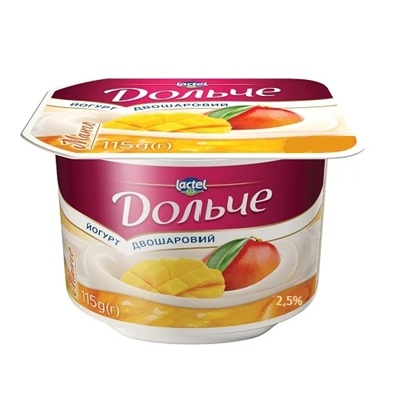 Йогурт 2,5% з наповнювачем Дольче (стаканчик 0,115 кг)